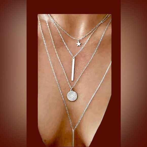 4-Strand BoHo Layered Necklace l Cleavage Piece l New - Picture 1 of 6